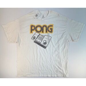 Atari Distressed Retro Pong Graphic T-Shirt Mens XXL White Short Sleeve